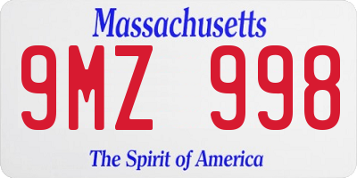MA license plate 9MZ998