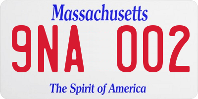 MA license plate 9NA002