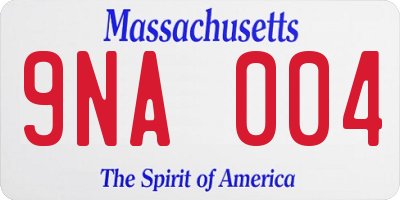 MA license plate 9NA004