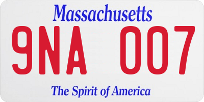 MA license plate 9NA007
