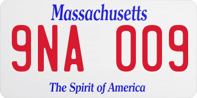 MA license plate 9NA009