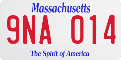 MA license plate 9NA014