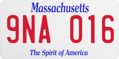MA license plate 9NA016