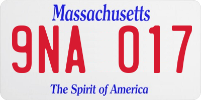 MA license plate 9NA017