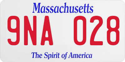MA license plate 9NA028