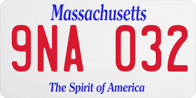 MA license plate 9NA032