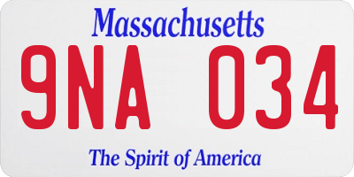 MA license plate 9NA034