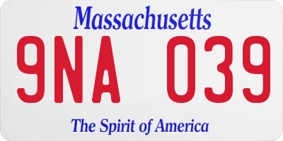 MA license plate 9NA039