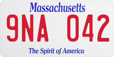 MA license plate 9NA042
