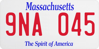 MA license plate 9NA045