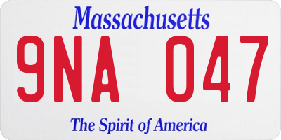 MA license plate 9NA047