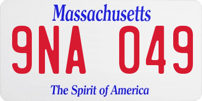 MA license plate 9NA049