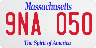 MA license plate 9NA050