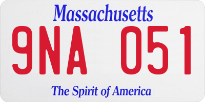 MA license plate 9NA051
