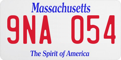 MA license plate 9NA054