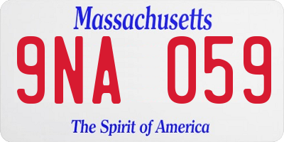 MA license plate 9NA059