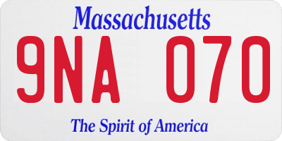 MA license plate 9NA070