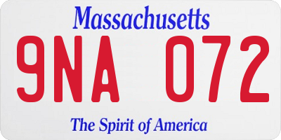 MA license plate 9NA072