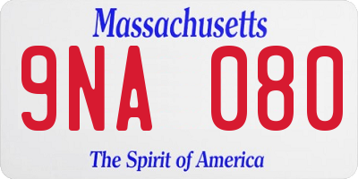 MA license plate 9NA080