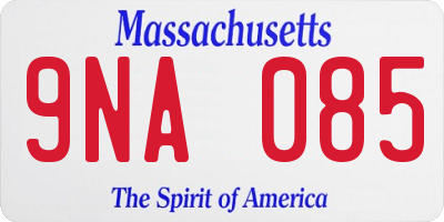 MA license plate 9NA085