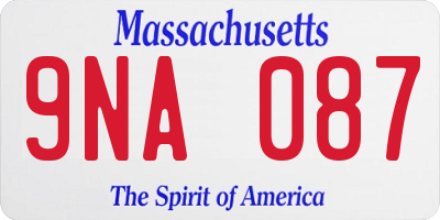 MA license plate 9NA087