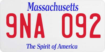 MA license plate 9NA092