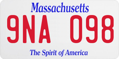 MA license plate 9NA098