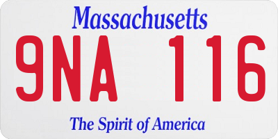 MA license plate 9NA116