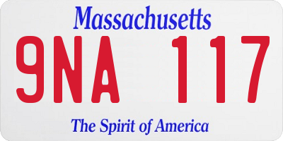MA license plate 9NA117