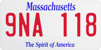 MA license plate 9NA118