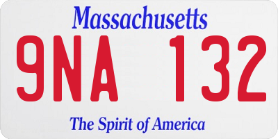 MA license plate 9NA132