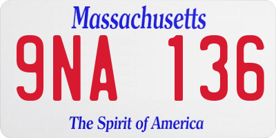 MA license plate 9NA136