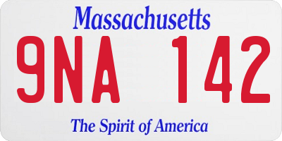 MA license plate 9NA142