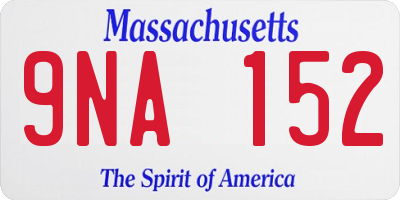 MA license plate 9NA152
