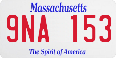 MA license plate 9NA153