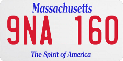 MA license plate 9NA160