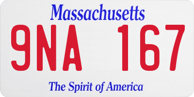 MA license plate 9NA167