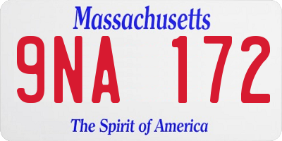 MA license plate 9NA172
