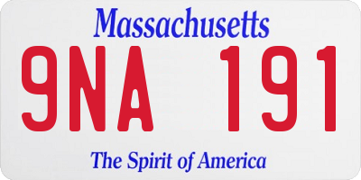 MA license plate 9NA191