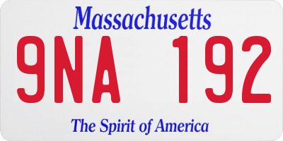 MA license plate 9NA192