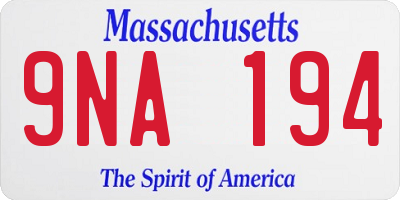 MA license plate 9NA194