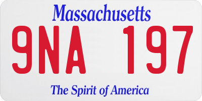 MA license plate 9NA197