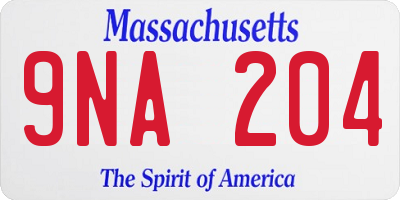 MA license plate 9NA204