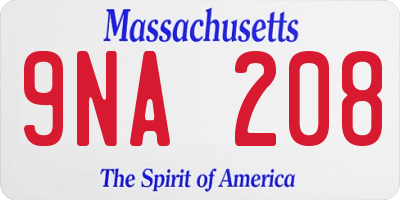 MA license plate 9NA208