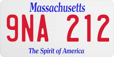 MA license plate 9NA212