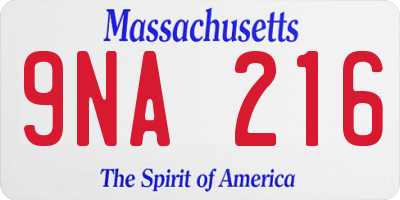 MA license plate 9NA216