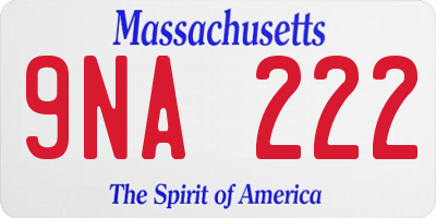 MA license plate 9NA222
