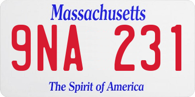 MA license plate 9NA231