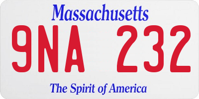 MA license plate 9NA232