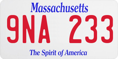 MA license plate 9NA233